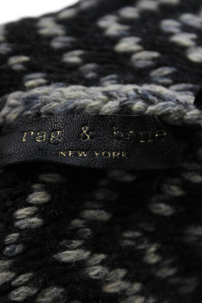 Rag & Bone Womens Wool Pom Pom Detail Knit Hat Black
