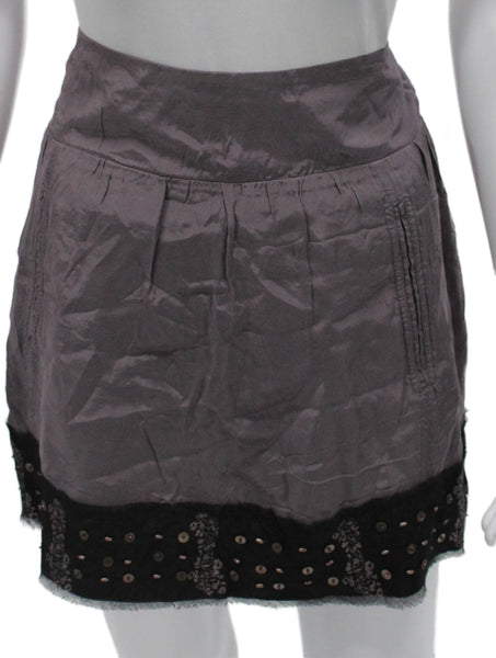 Free People Womens Mini Skirt Gray Viscose Pull On Size L
