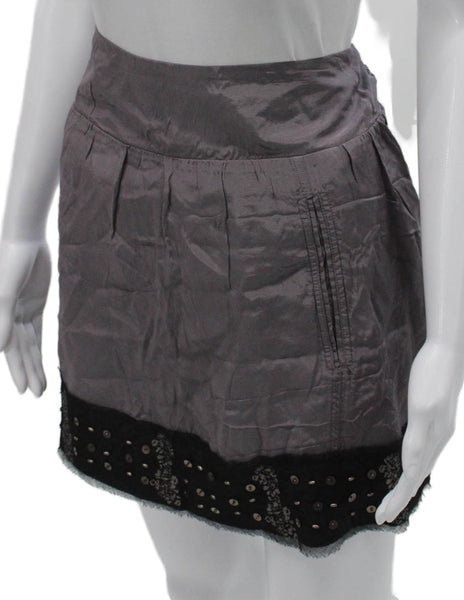 Free People Womens Mini Skirt Gray Viscose Pull On Size L
