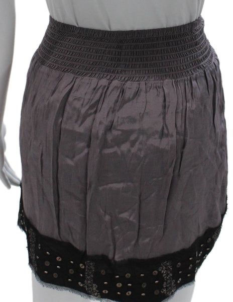 Free People Womens Mini Skirt Gray Viscose Pull On Size L