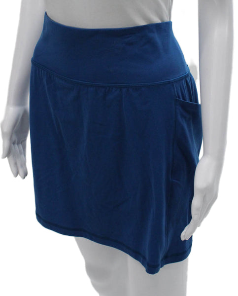 Athleta Womens Athletic Mini Nylon Pull On Skort Blue Size L