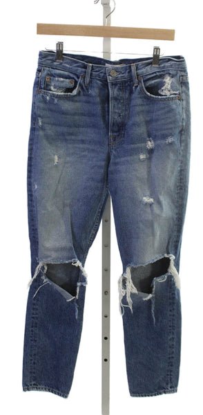 Grlfrnd Women Boyfriend Jeans Blue High Rise 27 Inseam Size 29