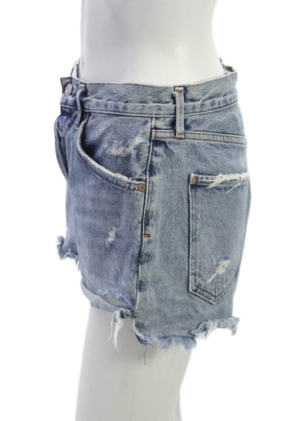 Agolde Womens Cut-Off Cotton Blue Button Shorts Size 29