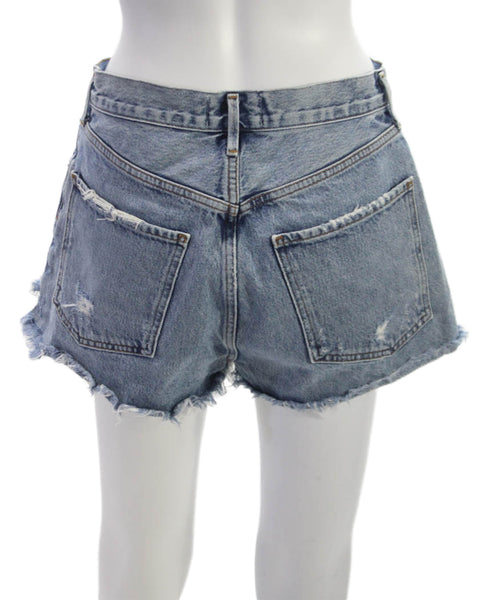 Agolde Womens Cut-Off Cotton Blue Button Shorts Size 29