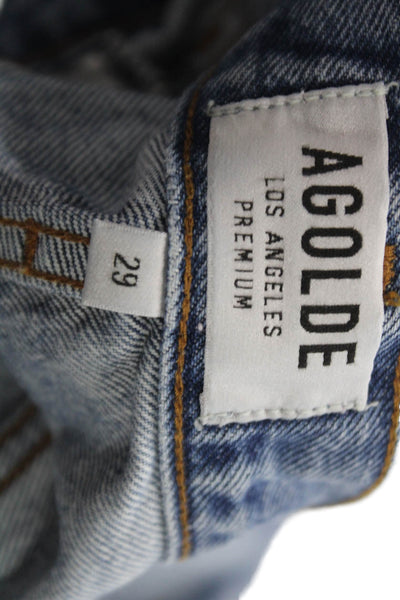 Agolde Womens Cut-Off Cotton Blue Button Shorts Size 29