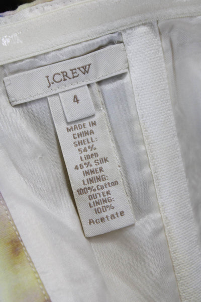 J Crew Womens Sheath Dress Multicolor Linen Sweetheart Sleeveless Knee Size 4