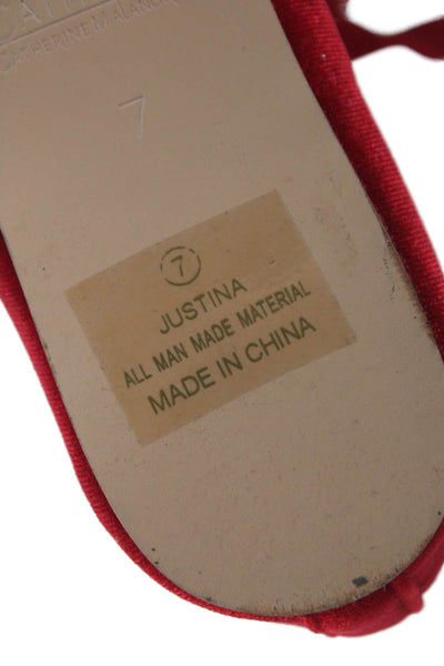Catherine Catherine Malandrino Womens Velvet Lace Up Ballet Flats Red Size 7