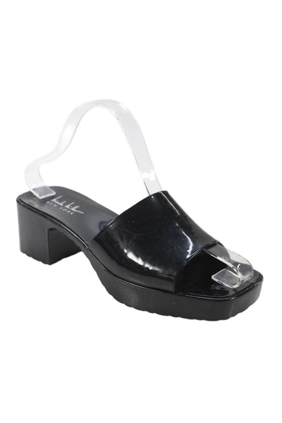 Nicole Miller Womens Platform Mule Slide On Sandal Heels Black Size 8