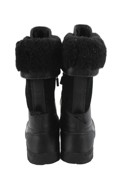 Ugg Womens Leather Waterproof Lace Up Ankle Boots Black Size 2
