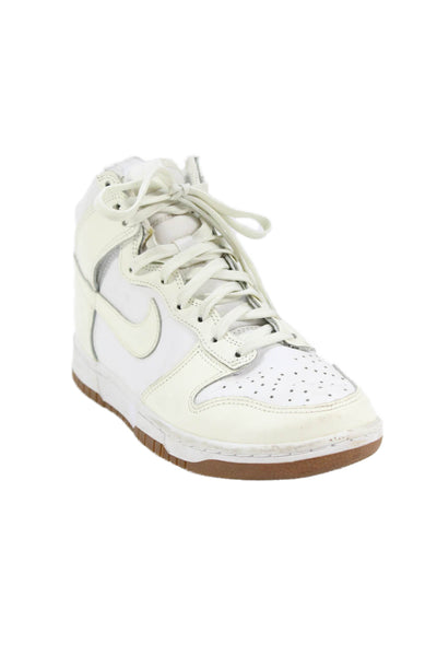 Nike Womens Leather High Top Monochrome Sneakers White Size 7