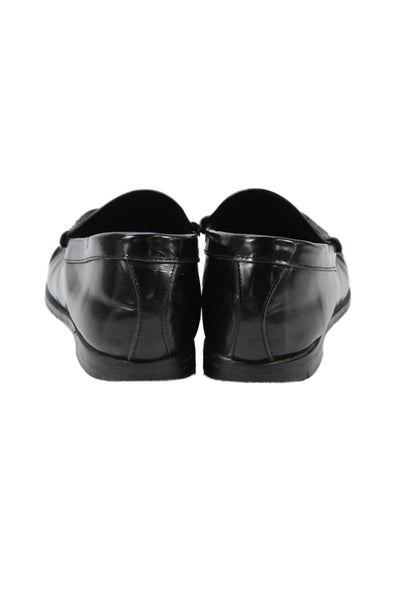 Celine Womens Leather Buckle Detail Loafers Black Size 8