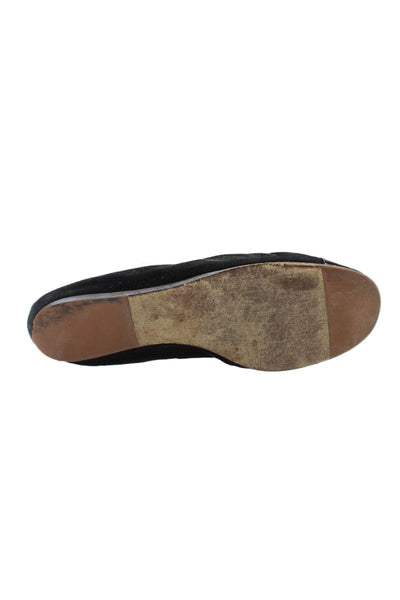 Lanvin Womens Suede Contrast Toe Detail Flats Black Size 7