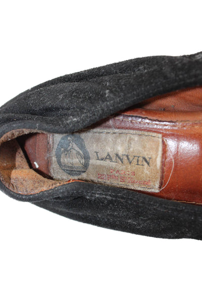 Lanvin Womens Suede Contrast Toe Detail Flats Black Size 7