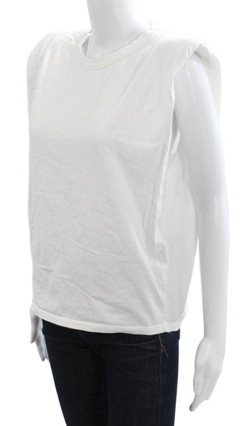 Frankie Shop Women Basic White Cotton Sleeveless Crew Neck T-Shirt Size S