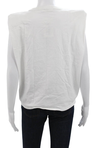 Frankie Shop Women Basic White Cotton Sleeveless Crew Neck T-Shirt Size S
