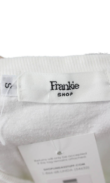 Frankie Shop Women Basic White Cotton Sleeveless Crew Neck T-Shirt Size S