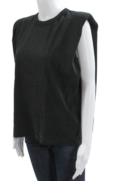 Frankie Shop Women Black Cotton Crew Neck Sleeveless Basic Tank Size S