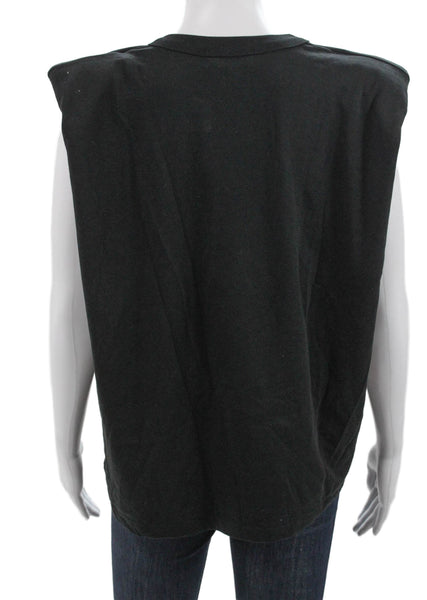 Frankie Shop Women Black Cotton Crew Neck Sleeveless Basic Tank Size S