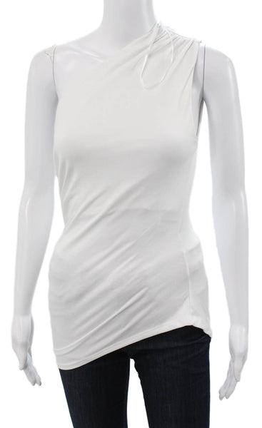 Zara Womens One Shoulder Sleeveless Cotton Tunic White Size M