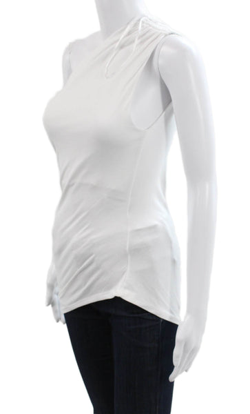 Zara Womens One Shoulder Sleeveless Cotton Tunic White Size M