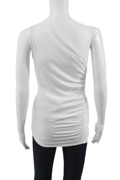 Zara Womens One Shoulder Sleeveless Cotton Tunic White Size M