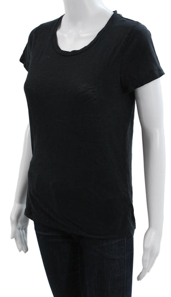 J Crew Womens Basic Scoop Neck Black Cotton Short Sleeve T-Shirt Size S