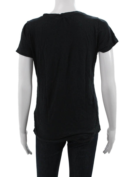 J Crew Womens Basic Scoop Neck Black Cotton Short Sleeve T-Shirt Size S
