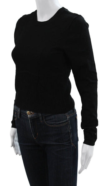 Aqua Womens Pullover Sweater Black Nylon Crew Neck Long Sleeve Size M
