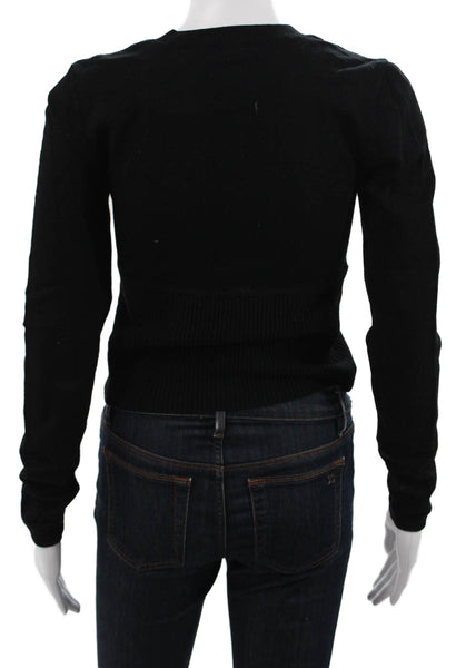 Aqua Womens Pullover Sweater Black Nylon Crew Neck Long Sleeve Size M