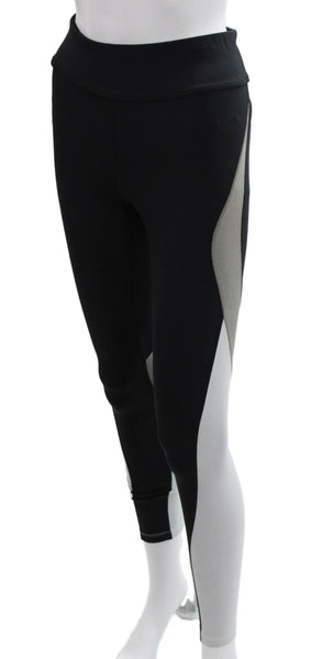 Alaia Womens Compression Colorblock Leggings Black Polyester Size S