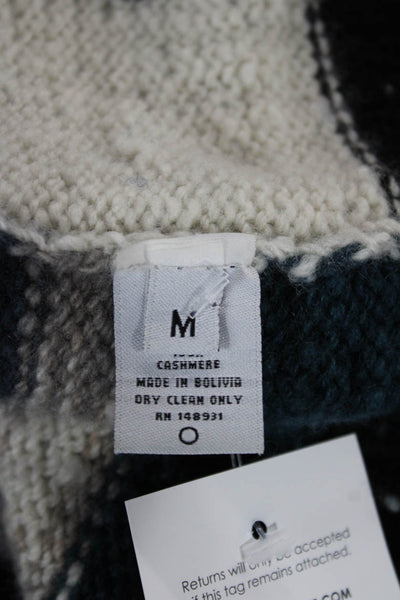 The Elder Statesman Women Cashmere Pullover Striped Multi Palm Trees Size M