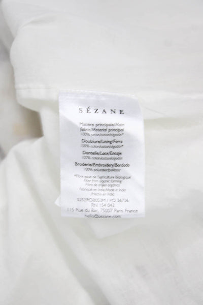 Sezane Womens Maxi Floral Cotton Long Sleeve Round Neck Dress Size 34