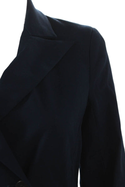 Rosetta Getty Womens Solid Blue Long Sleeve Button Jacket Size S