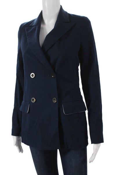 Rosetta Getty Womens Solid Blue Long Sleeve Button Jacket Size S
