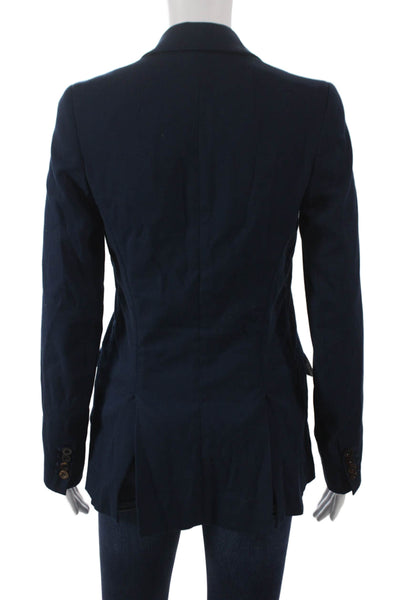 Rosetta Getty Womens Solid Blue Long Sleeve Button Jacket Size S