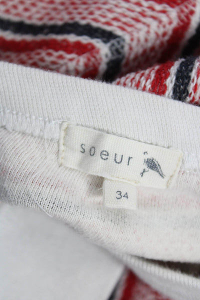Soeur Women Pullover Striped Multicolor Crew Neck Long Sleeve Size 34