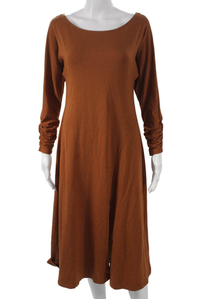 Cuyana Women Brown Pima Cotton A-Line Dress Long Sleeve Size XS