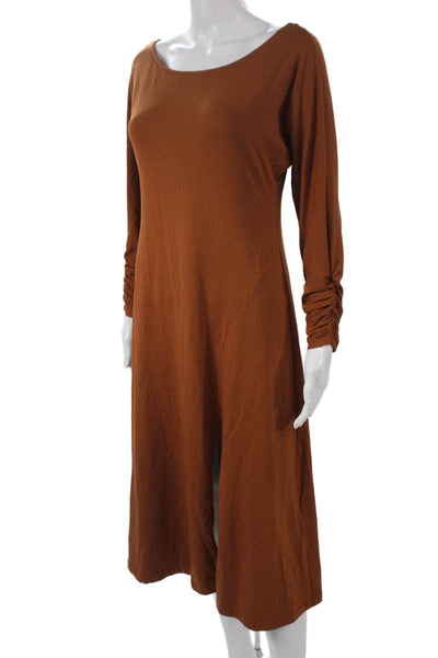 Cuyana Women Brown Pima Cotton A-Line Dress Long Sleeve Size XS