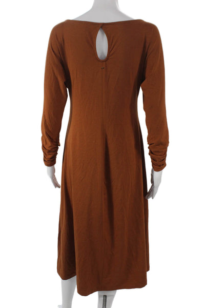 Cuyana Women Brown Pima Cotton A-Line Dress Long Sleeve Size XS