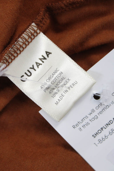 Cuyana Women Brown Pima Cotton A-Line Dress Long Sleeve Size XS