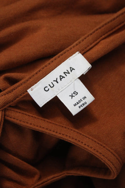 Cuyana Women Brown Pima Cotton A-Line Dress Long Sleeve Size XS