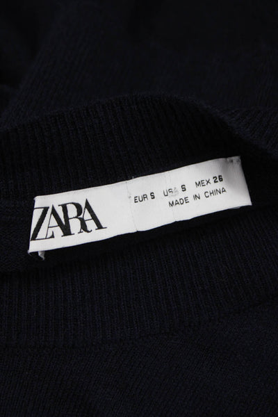 Zara Women Sweater Dress Blue Long Sleeve Round Neck Polyester Size S