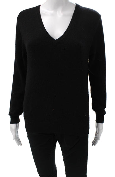 Lingua Franca Womens Black Cashmere V-Neck Pullover Sweater Long Sleeve Size XS