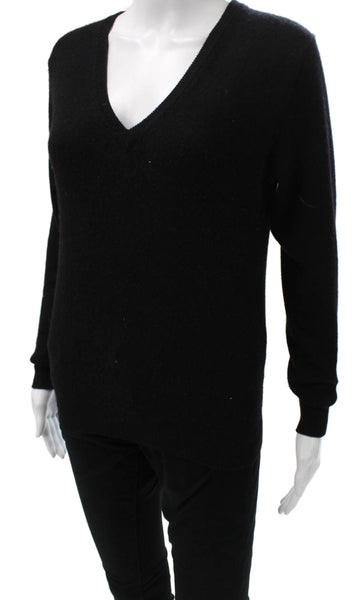 Lingua Franca Womens Black Cashmere V-Neck Pullover Sweater Long Sleeve Size XS