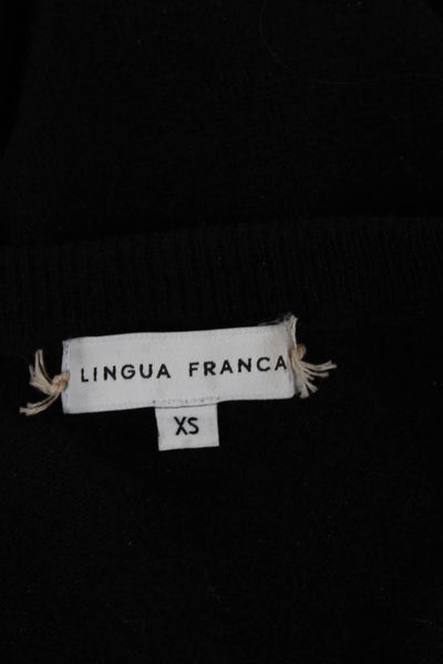 Lingua Franca Womens Black Cashmere V-Neck Pullover Sweater Long Sleeve Size XS