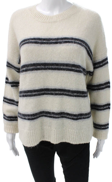 Rag & Bone Women Striped Ivory Pullover Sweater Crew Neck Nylon Blend Size S