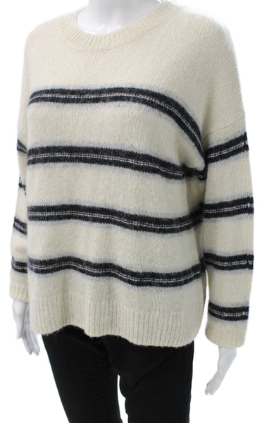 Rag & Bone Women Striped Ivory Pullover Sweater Crew Neck Nylon Blend Size S