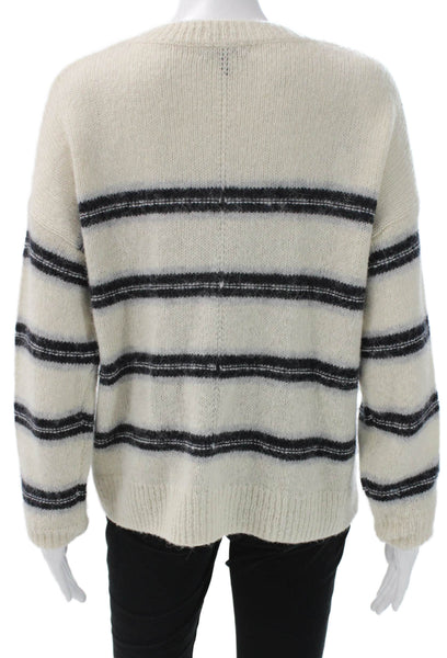 Rag & Bone Women Striped Ivory Pullover Sweater Crew Neck Nylon Blend Size S