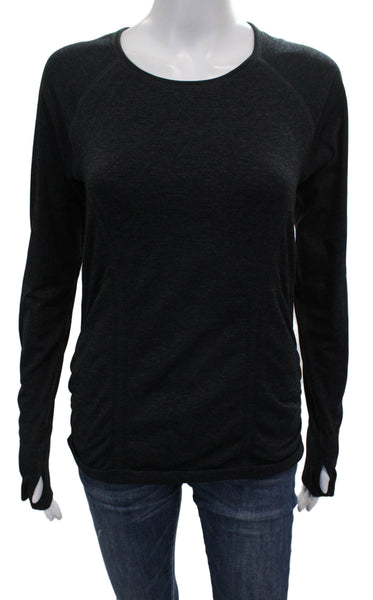 Athleta Women Basic Gray Scoop Neck Long Sleeve T-Shirt Size M