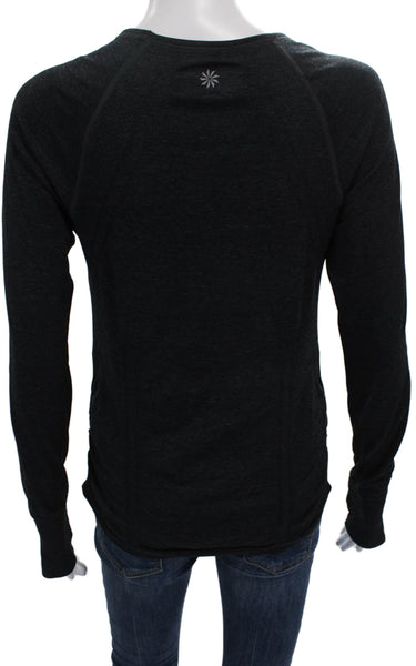 Athleta Women Basic Gray Scoop Neck Long Sleeve T-Shirt Size M